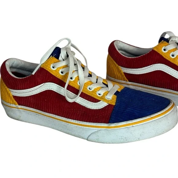 Vans Off the Wall Unisex ColorBlock Canvas Primary Corduroy LaceUp Sneakers - Picture 4 of 11